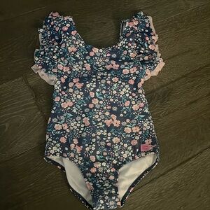 Rufflebutts girls size 7 bathing suit great used floral and pink